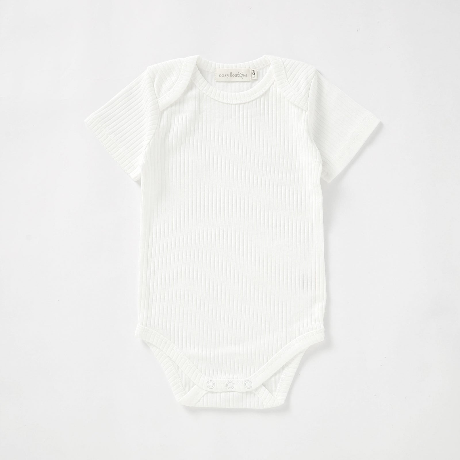Organic Cotton Rib Short Sleeve Bodysuit 0-3 Months (000) / Milk | Baby Bodysuits | Boys & Girls Clothing | Babies, Toddlers & Kids | Cosy Boutique NZ