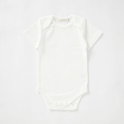 Organic Cotton Rib Short Sleeve Bodysuit 0-3 Months (000) / Milk | Baby Bodysuits | Boys & Girls Clothing | Babies, Toddlers & Kids | Cosy Boutique NZ