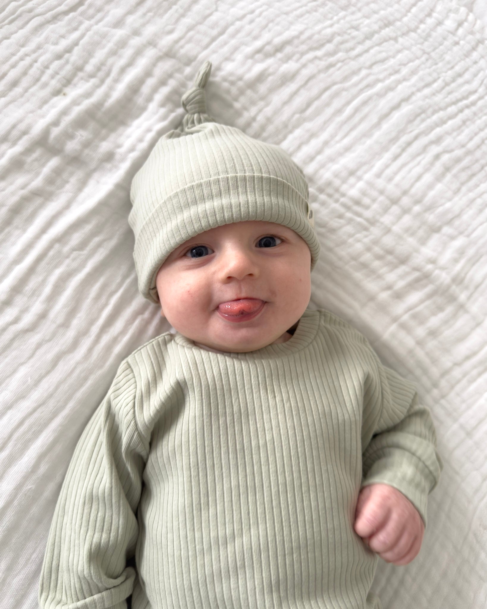 Organic Cotton Rib Tie Knot Beanie | Baby Headwear | Boys & Girls Clothing | Babies, Toddlers & Kids | Cosy Boutique NZ